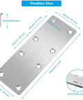 Image showing Four Pack Badass Stainless Steel Flat Mending Plates For Wood Diy Fixes And Shelf Building Hella Sturdy Straight Connectors Rust Proof Hardware With Installation Screws size 140 x 50mm.