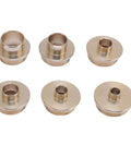 Workhorse Brass Bushing Guide Set For Woodworkers Rock Solid Router Template Kit features eight brass guide bushings arranged neatly.