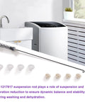 Washer Suspension Rod Kit 26.5 Inch Fits Whirlpool Maytag Amana Kenmore with parts, shown near a washing machine.