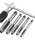 Tap Wrench Tool Set With Adjustable T Handle And Metric Plug Taps M3 M4 M5 M6 M8 For Metal Aluminum Plastic Wood Mesee 6 Piece