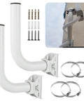 Universal Wireless Bridge Bracket Mount 2 Pack Pole And Wall Mount For Outdoor Antenna with screws and straps visible.