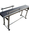 Heavy Duty 110V PVC Belt Conveyor Built Tough With Double Guardrails, 70.9 Inch Long Belt, 11.8 Inch Wide, side view