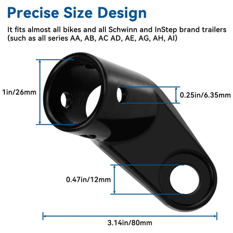 Heavy Duty Bike Trailer Hitch Coupler For Most Bikes And Dog Or Kid Trailers Removable Attachment Connector, steel dimensions