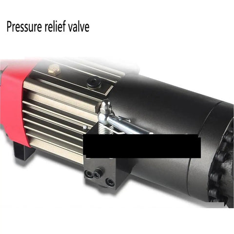 Close-up of pressure relief valve on Heavy Duty Hydraulic Rebar Cutter And Bender Machine HRB-16A for safety.