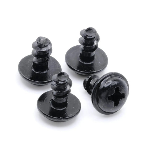 BMW Rear License Plate Screws M5 x 8mm Coarse Thread Stainless Steel Black Oxide Pack of 4 on white background