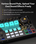 10 Channel Podcast Mixer And Audio Interface With Pro Preamps, 48V Phantom Power, Bluetooth, 11 Custom Sound Pads interface view