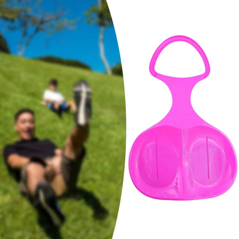 Downhill Snow Sled For Kids And Grownups Durable One Person Sled With Sanded Seat And Comfort Handles Winter Toy in dark pink