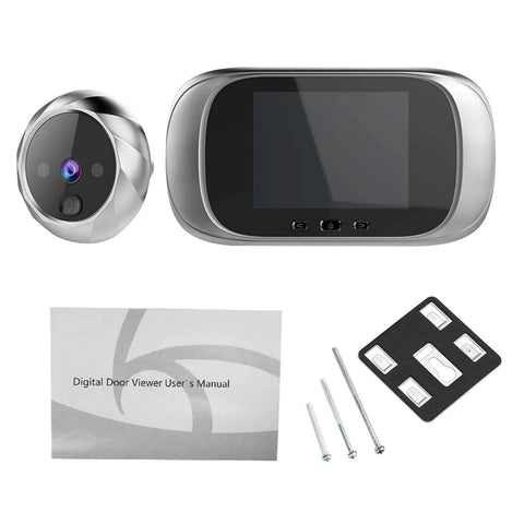 2.8 Inch LCD Digital Door Viewer Peephole And Video Doorbell Kit With Night Vision components including screen, peephole, manual, screws