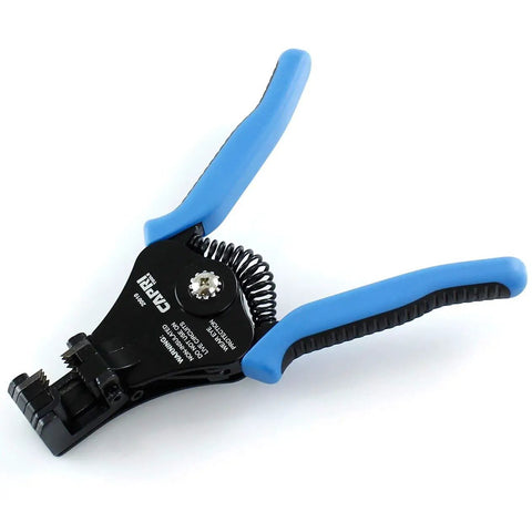 Precision Pro Grade Wire Stripper For 22 To 8 AWG Wires With Adjustable Setting, Cast Alloy Chassis, Recoiling Spring, Blue Grip