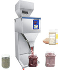 Plug And Play Automatic Granular And Powder Filling Machine Quantitative Dispenser stainless steel with jars for coffee and spices.