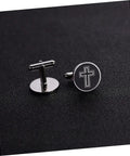 Cross Cufflinks For Men Titanium Steel Black Cross Design Decorative Shirt Buttons For Business And Formal Shirts 1 Pair Sharp Look