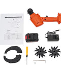 Cordless Mini Tiller With Five 1500mAh Batteries And Fast Charger, 235RPM Handheld Cultivator components laid out