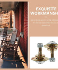 Rocking Chair Bearings Replacement Kit Four High Precision Metal Bearings for Rocking Chair Repair and Assembly with Durable Iron Plated Connectors for Smooth Glide and Easy Do It Yourself Fixes 2.04 by 0.78 by 0.78 Inches, shown with a porch setting.