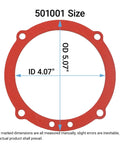 Red gasket showing size dimensions for O Ring Rebuild Kit For Pneumatic Framing Nailer F350S F250S F325C F250SPP Pro Grade