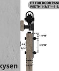 Side view of Sliding Barn Door Hardware Roller Set Black With J Shape Hangers Carbon Steel for 1-3/8 to 1-3/4 inch doors.
