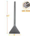 6 Inch Wide Tile And Thinset Scaling Chisel For SDS Max Rotary Hammers, 6x15 Inch Scraper Removal Bit with SDS-Max compatibility