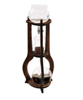 Slick Portable Cold Brew Coffee Maker Tower Featuring Adjusted Drip Speed And Generous 600 ML Size, glass and wood design.
