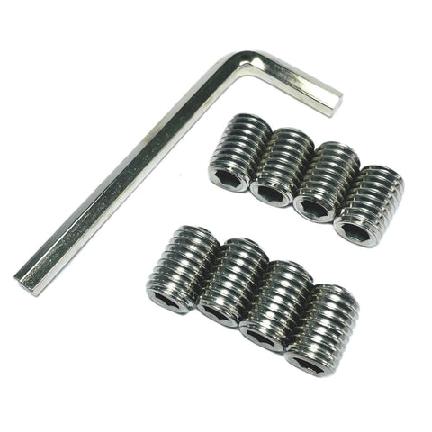 Eight Piece 1/2-13 by 3/4 Inch Hex Socket Set Screws 304 Stainless Steel Allen Head Grub Screws with 1/4 Inch Allen Wrench