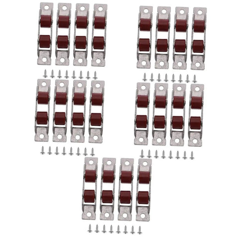 Heavy Duty Double Flat Sash Rollers And Slick Sliding Window Pulleys For Glass Doors And Barn Tracks Premium Glide Hardware Kit with red wheels and stainless steel mounts.