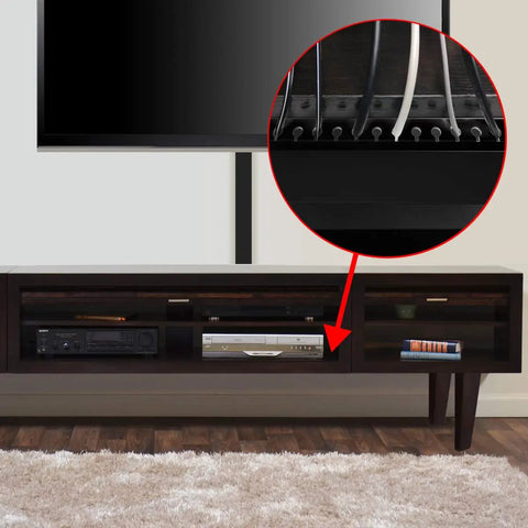 Nine Channel Cable Raceway Kit With Open Slot Duct And Cover For Wall Concealer Cable Management That Hides TV And Computer Wires No Fuss Peel And Stick Mount Nine By Fifteen Point Four Inch Black organizing cables behind media console