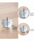 Clear Rubber Furniture Foot Pads For Hardwood Floors with visible screw and transparent rubber texture, Set Of 4.