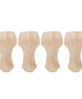Set Of 4 Hand Carved Solid Wood Furniture Legs For Coffee Table Sofa And TV Cabinet, Rubber Wood With Natural Rustic Grain Finish