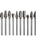 Rotary Burr Set 10 Piece Tungsten Carbide Double Cut Bits For Woodworking Engraving And Carving Grinder Tool Heads