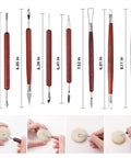 18 Piece Clay Sculpting Tools Set For Pottery And Sculpting With Wooden Handles Durable Carving Kit shown with clay examples