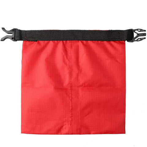 Ultralight Dry Bag Set 5-Pack Go-To Roll Top Waterproof Dry Sacks For Camping And Travel in red, durable polyester with clip closure.