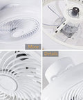 Cool White 17 Inch LED Ceiling Fan With Lights, 3 Color Temperatures, 10 Levels of Dimming, 3 Speed Wind, Remote Control
