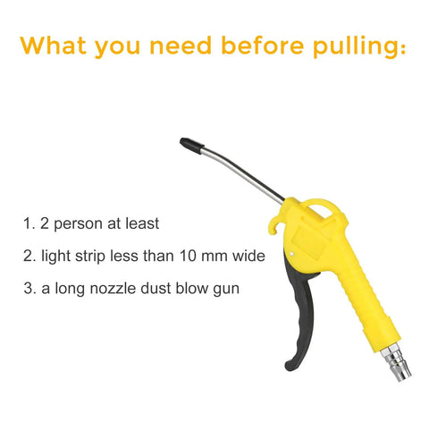 Yellow long nozzle dust blow gun for Silicone LED Channel System For 12mm Neon Rope Light Strips Flexible 14x20mm Tube Housing IP67 Waterproof