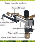 Heavy Duty Aluminum Alloy 1 Inch Thread Rotary Sprinkler For Lawn And Garden Irrigation 360 Degree Coverage With Adjustable Nozzle Set