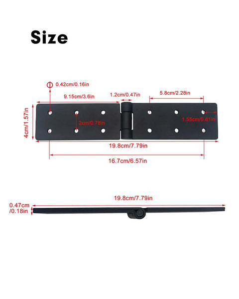 Beefy Heavy Duty Gate Butt Hinges dimensions with detailed measurements for size reference