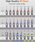Image showing 24 bits included in 34 In 1 Magnetic Ratcheting Screwdriver Set With One Quarter Inch Socket Adapter 24 Bits And Seven Hex Sockets Modular Handle For Diy Furniture Appliances Bicycle And Auto Repairs All In One Handy Tool Kit.