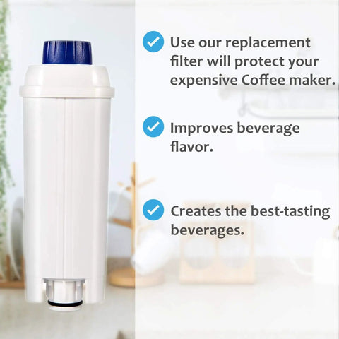 Two Pack Water Filter Cartridges For DeLonghi Coffee Machines DLSC002 DLS C002 featuring single white cartridge.