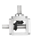 Right Angle Bevel Gearbox 1 To 1 Ratio With Single Output Shaft, 20 Tooth Bevel Gear, Aluminum Frame, DIY Mechanical Module, 10mm Shaft, Compact 68mm By 71.5mm By 30mm, 90 Degree Gear Reducer For Projects.
