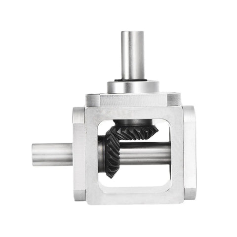 Right Angle Bevel Gearbox 1 To 1 Ratio With Single Output Shaft, 20 Tooth Bevel Gear, Aluminum Frame, DIY Mechanical Module, 10mm Shaft, Compact 68mm By 71.5mm By 30mm, 90 Degree Gear Reducer For Projects.