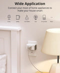 Smart Plug 2 Pack With Quick Setup And Voice Control Works With Alexa And Google Assistant Remote App Control For Home Automation S31 Lite Style in wall outlet next to lamp.