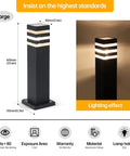 Premium Hardwired E26 Outdoor Pathway Light With Matte Black Finish And Elegant Walkway Lantern, 600mm tall, aluminum and glass.