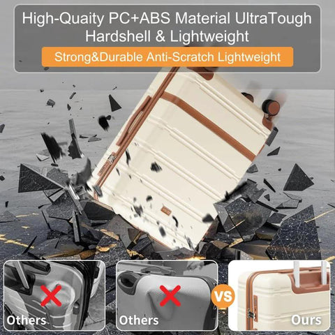 Road Trip Ready 5 Piece Luggage Set With Spinner Wheels And TSA Lock YKK Zippers PC Plus ABS Hard Shell Travel Luggage Black durability test.