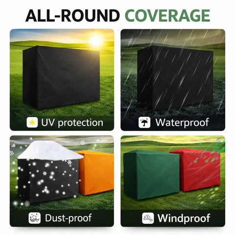 Custom Fit Dust Protection Cover For Equipment And Furniture Made To Measure Protective Cover With Personalized Text Or Logo Keeps Your Gear Clean In Workshops Garages Studios And Home Workspaces showing UV, waterproof, dust, and windproof designs.