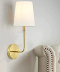 Antique Brass Wall Sconces Set Of 2, Vintage Industrial Lighting With Fabric Shades, Hardwired E26 Sockets, Cozy Farmhouse Glow For Bedroom