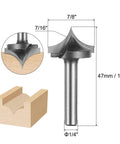 Two Pack Point Cutting Roundover Router Bit Seven Sixteen Inch Radius Quarter Inch Cutting Diameter Seven Eighth Inch Shank Forty Six Millimeter Length Two Flute CNC Woodworking Bit For 2D And 3D Carving Engraving