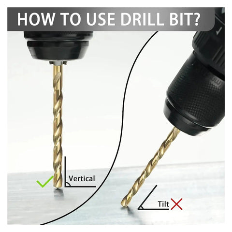 Ultimate 13Pcs Cobalt Drill Bit Set with M35 HSS Steel For Tough Jobs Including Stainless And Hardened Metal With 135 Degree Point To Stop Walking, vertical drill bit use guide