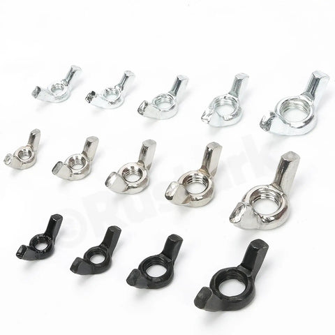Top Notch 125PC Carbon Steel White Zinc Butterfly Wing Nuts Assortment Kit with various sizes M3-M10 displayed.