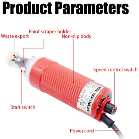 Heavy Duty Electric Wire Stripper And Enameled Wire Scraper For Copper And Aluminum Coils Portable Hand Tool with controls and power cord.