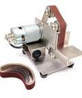 Industrial Grade Pneumatic Belt Sander Mini Electric Grinder For Deburring Polishing And Sharpening Lightweight Handheld Design with motor and sanding belt.