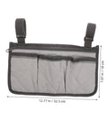 Bed Rail Organizer With Four Pockets And Cup Holder, Ultra Handy Bedside Storage Caddy with straps and grey fabric