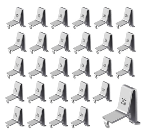 Adjustable Shelf Clips For 255 Standard Pilaster Systems, Heavy Duty Metal Shelving Bracket Clips For Kitchen Cabinets, Bookcases, Closets And More, Supports Wood Plywood Particleboard And Sheet Metal, Silver