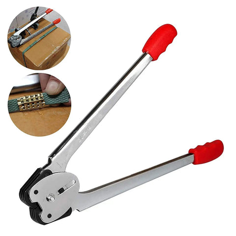 Pallet Strapping Kit With Tensioner And Sealer, 1/2 Inch By 330 Feet Hand Banding Tool, Parcel Packing Machine Kit, Includes 50 Metal Seals, Easy To Use And Lightweight For Moving Heavy Duty Jobs. Metal tensioner and sealer for 1/2 inch PP strap